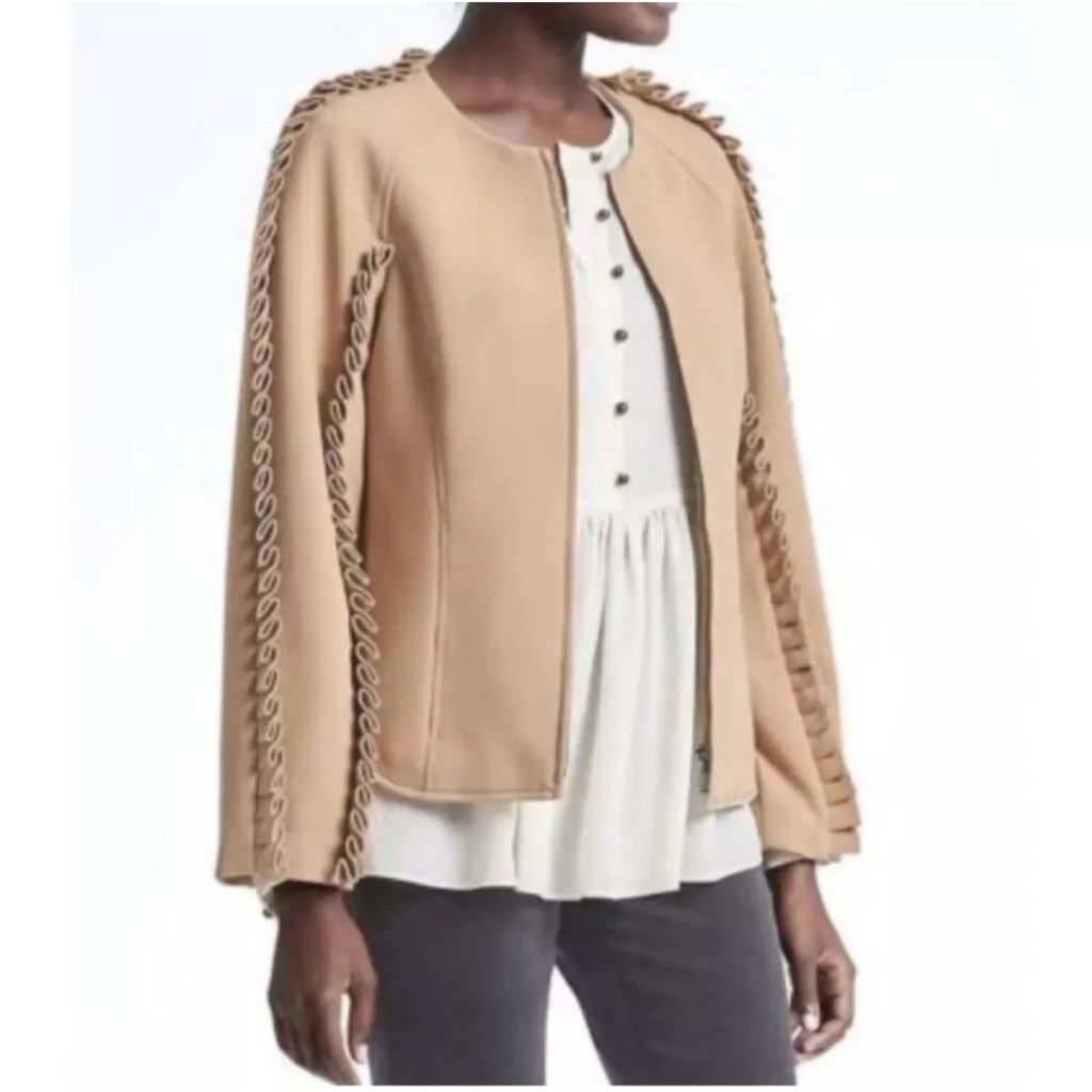 Banana Republic Olivia Palermo Ruffle Bomber Jacket Large